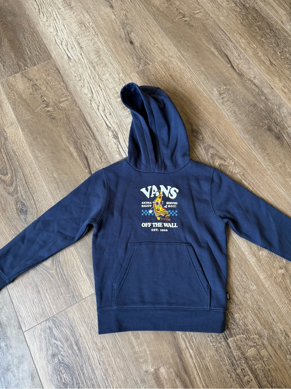 Vans Kids Navy Hoodie with Pizza Graphic